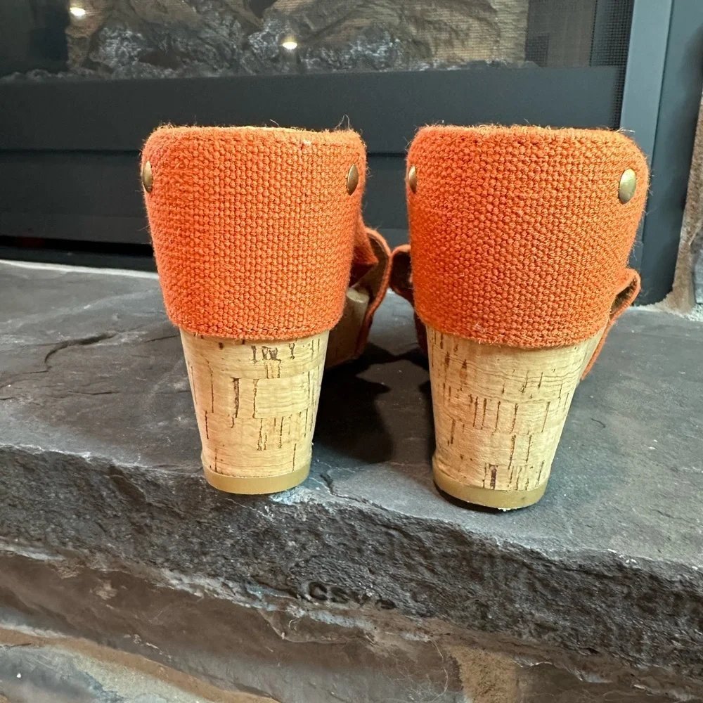 Lucky Brand Orange Wedge Sandals